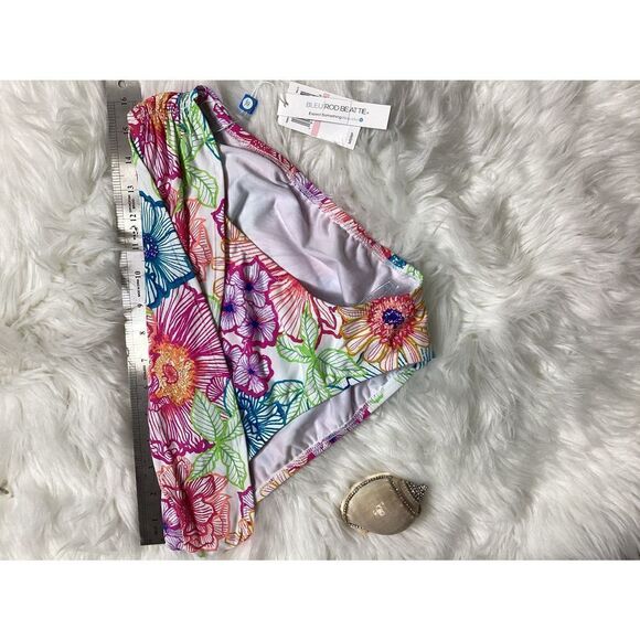 New. Blue Rod Beattie floral sarong bikini bottoms. - Picture 6 of 9